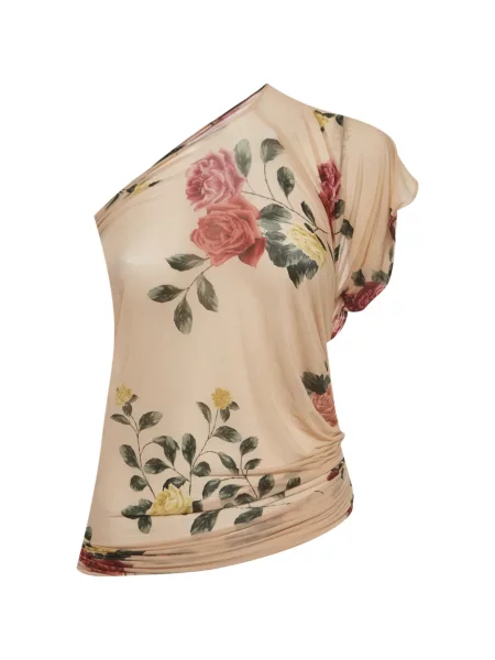 Top Magda Butrym cu model floral cu imagine cu un umăr gol