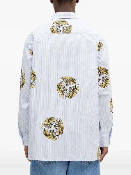 Риза Kenzo на райета с принт синьо