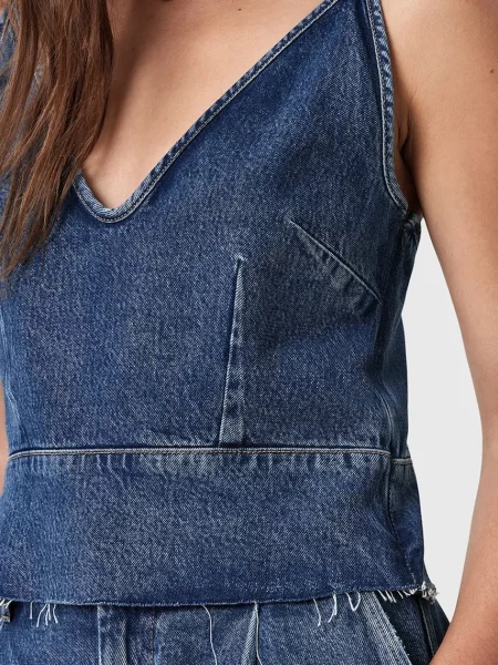 Джинсова блузка AllSaints LILAH однотонна блакитний