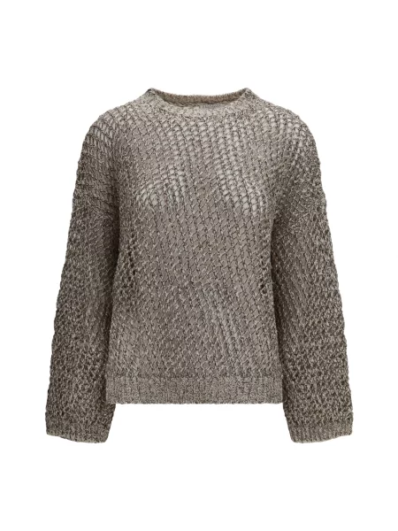 Sweter Brunello Cucinelli ażurowy szary