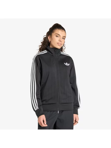 Jachetă adidas Pinstripe Firebird Loose Tracktop Black/ White/ Grey Two M alb