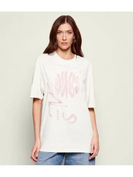 HUGO Tricou roz pal alb