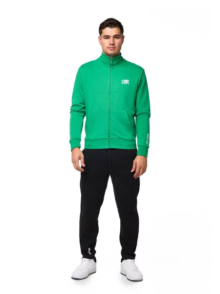 Dres Leone Apparel Basic bluza i spodnie z kołnierzem i zamkiem zielone