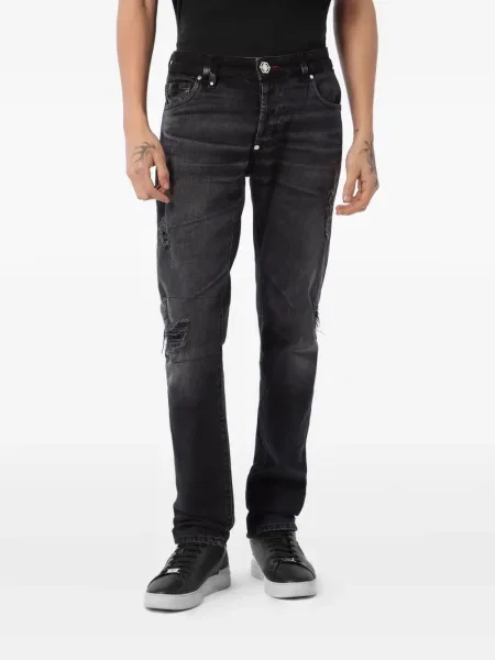 Blugi Philipp Plein zdrențuiți negru