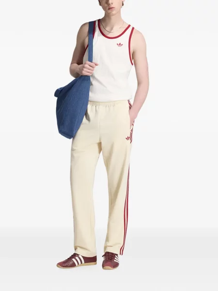 Pantaloni Adidas alergare din jerseu roșu