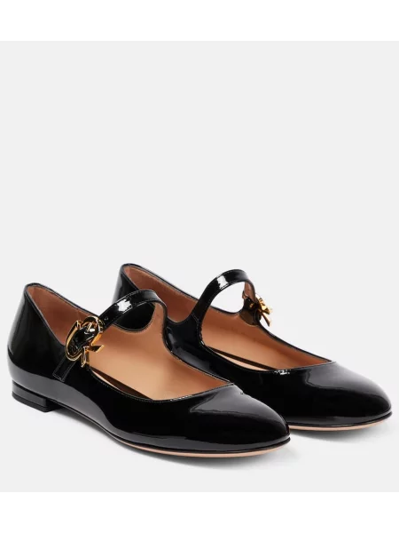 Balerini Gianvito Rossi din piele negru