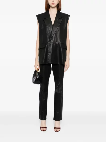 Vestă Cynthia Rowley din piele negru