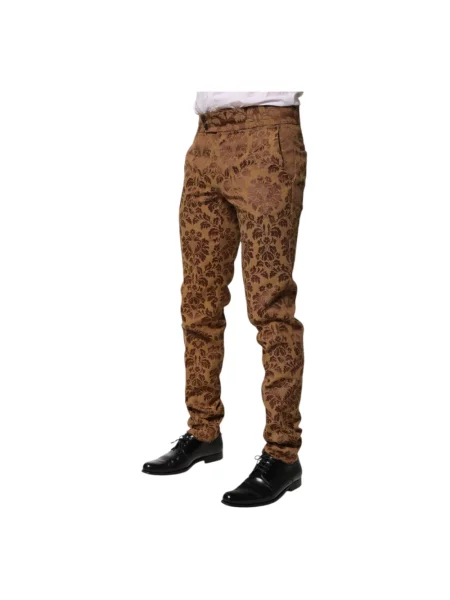Spodnie Dolce And Gabbana w kwiatki brązowe
