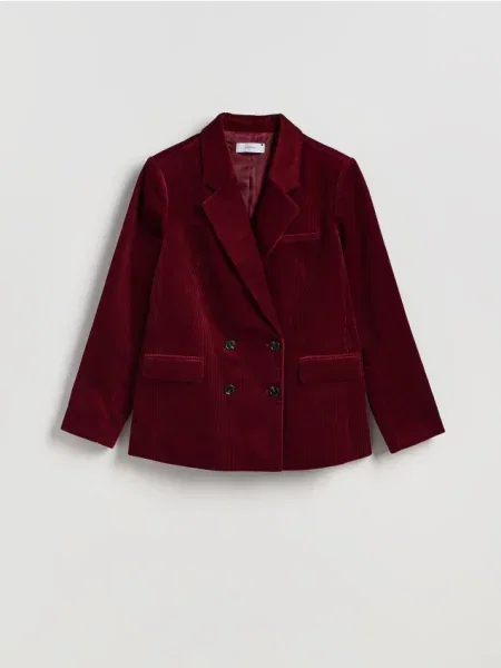 Reserved Sztruksowa marynarka dwurzędowa mahoniowy