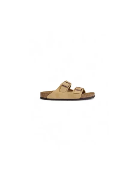Klapki Birkenstock zamszowe beżowe