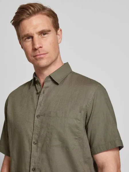 Koszula lniana o kroju regular fit z krótkim rękawem Tom Tailor