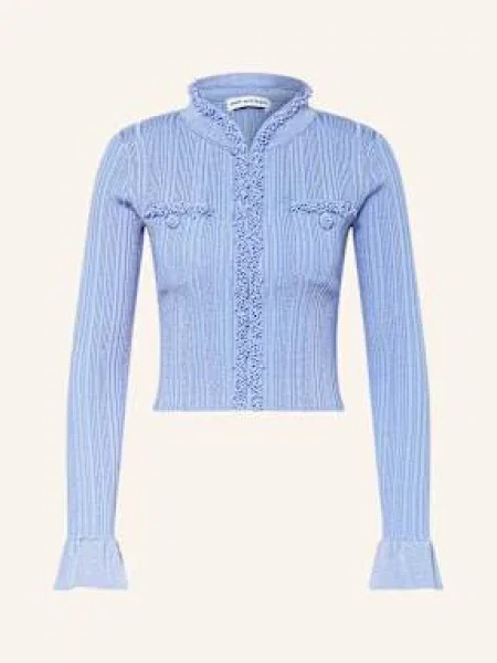 Self-Portrait Kardigan Z Ozdobnymi Perełkami blau