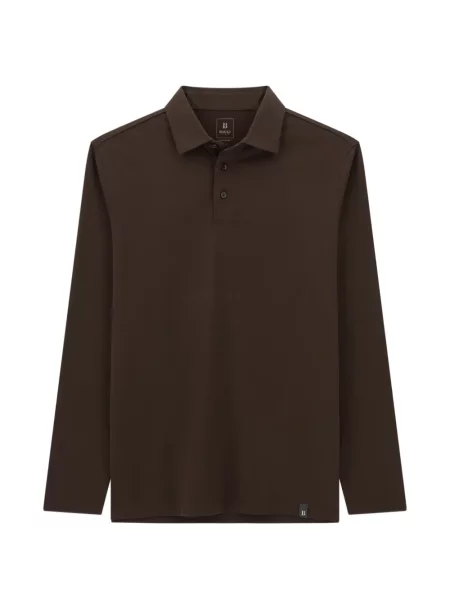 Tricou polo Boggi Milano de mătase maro