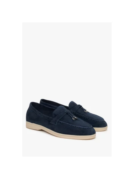 Велюровые лоферы Estro синие