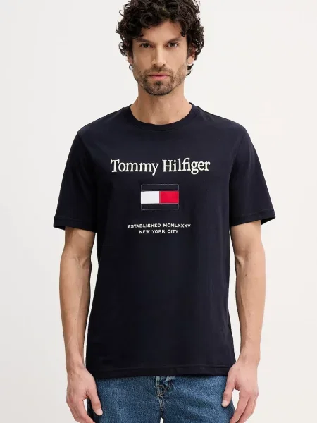 Tommy Hilfiger t-shirt granatowy z aplikacją