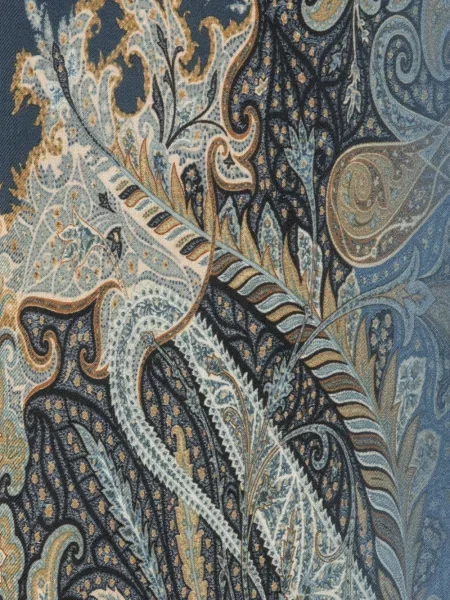Fular Etro cu imagine cu model paisley albastru