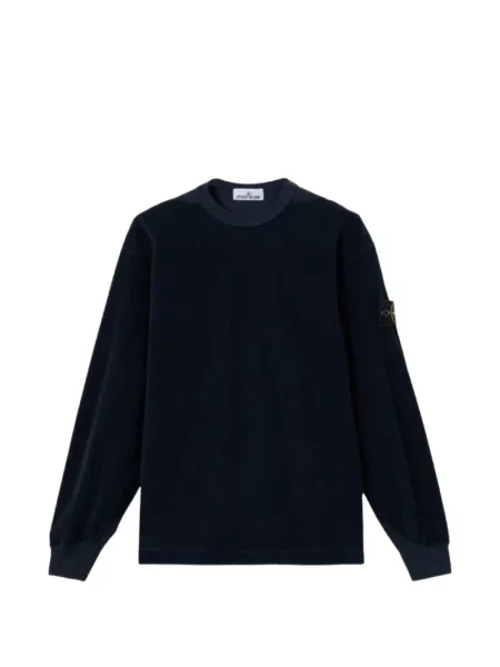 Hanorac crewneck Stone Island de catifea cord cu strasuri albastru