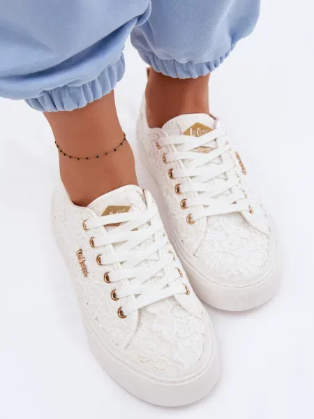 Pantofi Lee Cooper cu șireturi alb
