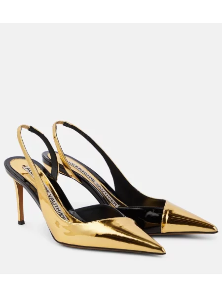 Czółenka Alexandre Vauthier skórzana z otwartą piętą złota