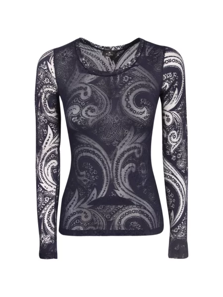 Tricou Etro cu imagine cu model paisley plasă albastru