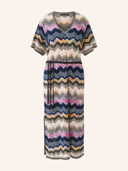 Oui Pletené Šaty S Třpytivou Přízí růžová / tmavě žlutá / tmavě modrá