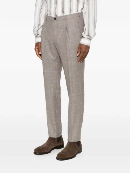 Pantaloni Incotex în carouri gri