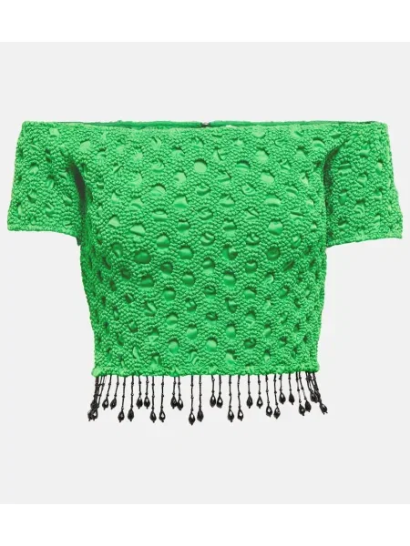 Top Ganni din satin verde