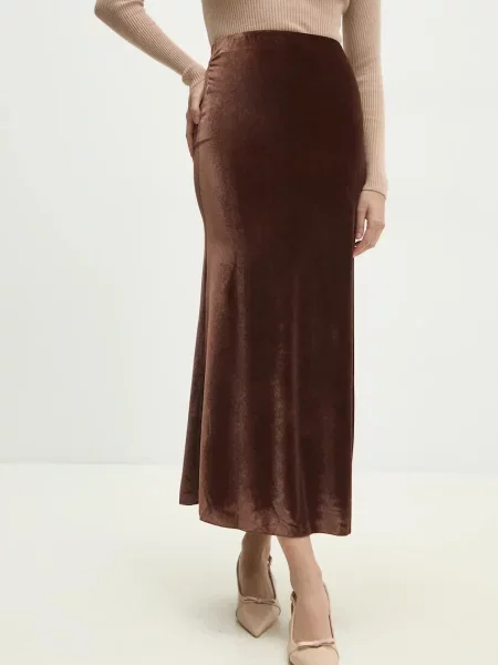 Спідниця Answear.LAB maxi розкльошена коричневий