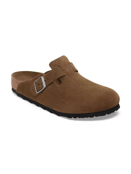 Замшеві шльопанці Birkenstock Boston коричневий
