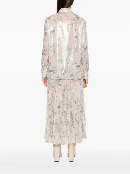 Cămașă Golden Goose cu paiete cu model floral auriu