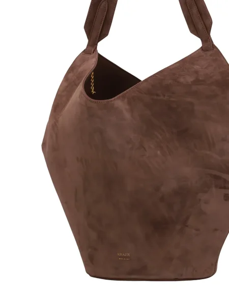 Geantă bucket Khaite din piele de căprioară mini maro