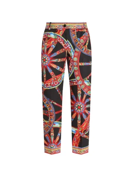 Pantaloni Dolce & Gabbana cu imagine din poplin negru