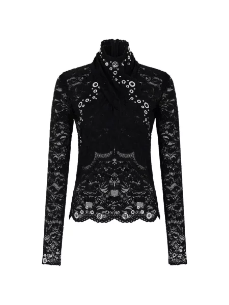 Lung top Rabanne din dantelă negru