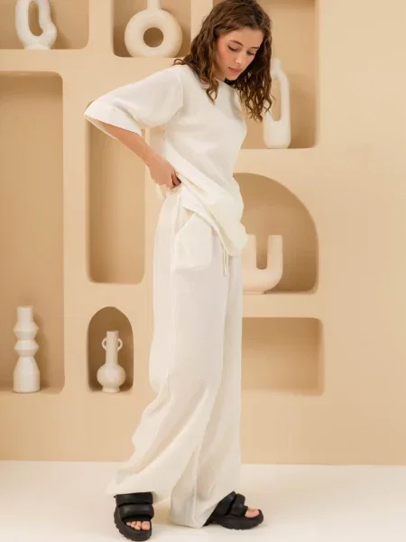 Лляні Штани палаццо Seventeen білий