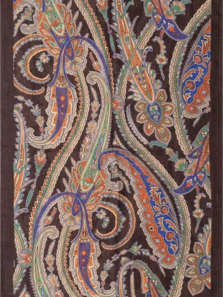 Fular Etro cu imagine cu model paisley maro