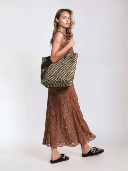 Мереживна спідниця міді бежевий