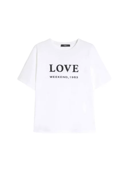 T-shirt o kroju slim fit z czystej bawełny model ‘DAGILE’ Weekend Max Mara biała