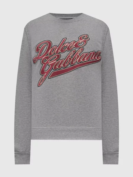 Меланжевый свитшот Dolce&gabbana с вышивкой серый