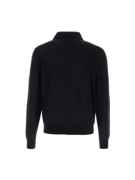 Dzianinowa koszulka polo Saint Laurent niebieska