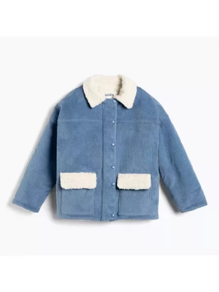Kurtka dziecięca KID STORY Teddy air blue flowers niebieska