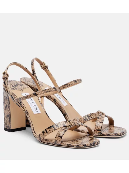 Sandale Jimmy Choo slingback cu model piele de șarpe