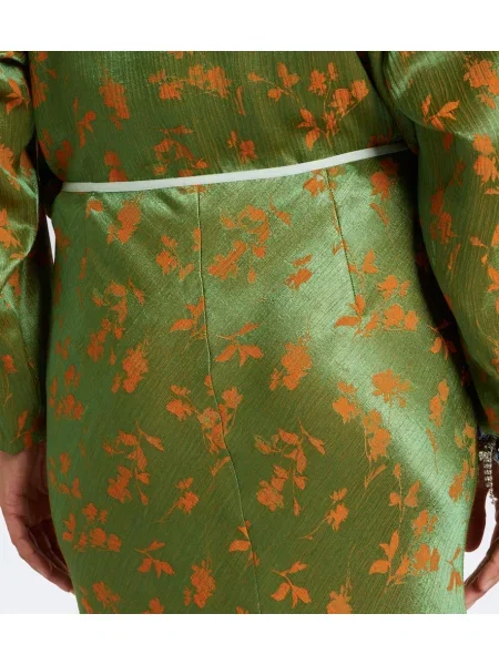 Fustă midi Dries Van Noten cu model floral verde