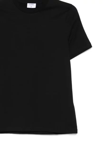 Тениска Filippa K с кръгло деколте черно
