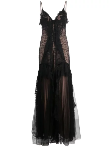 Rochie maxi Alberta Ferretti cu volane din dantelă