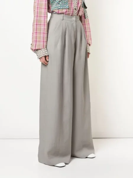 Hlače visokog struka Natasha Zinko visoki struk siva