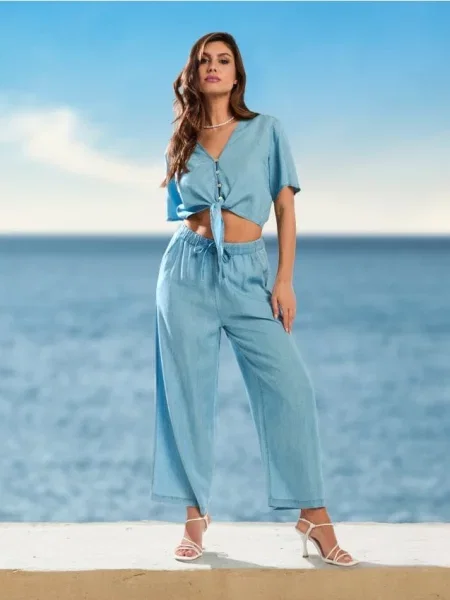 Штани-кюлоти light blue сині