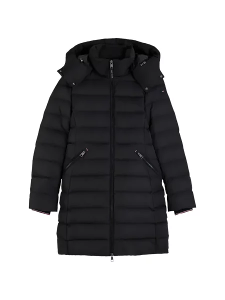 Palton Tommy Hilfiger cu glugă negru