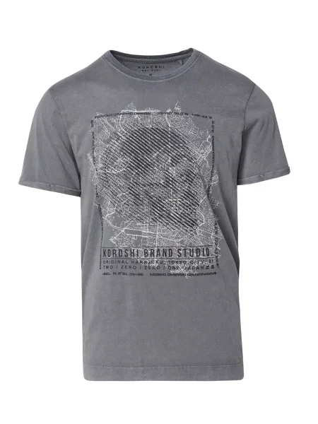 KOROSHI Tricou gri / negru alb