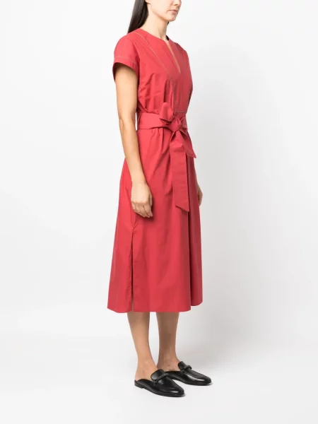 Cu centură rochie Brunello Cucinelli roșu