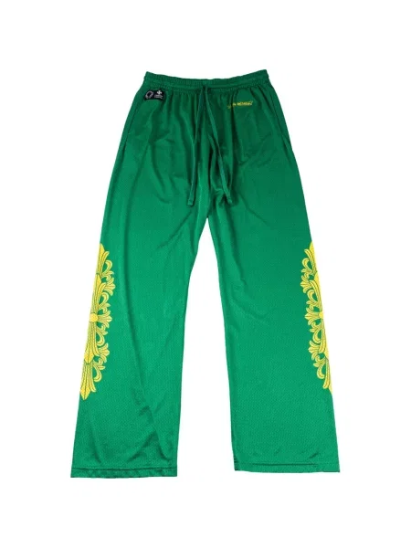 Pantaloni Chrome Hearts cu imagine plasă cu motiv cu inimi verde